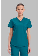 Cherokee Tuckable V-Neck Top. Item CK819 in CK FORM Collection. Live Chat for Bulk Discounts.