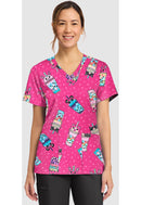 Cherokee  Women's Print V-Neck Top. Item CK856 in CK GENUINE Collection. Live Chat for Bulk Discounts.