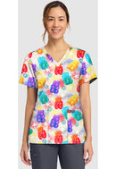 Cherokee  Women's Print V-Neck Top. Item CK856 in CK GENUINE Collection. Live Chat for Bulk Discounts.