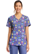 Cherokee  Women's Print V-Neck Top. Item CK856 in CK GENUINE Collection. Live Chat for Bulk Discounts.