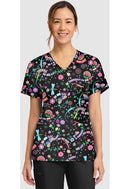 Cherokee  Women's Print V-Neck Top. Item CK856 in CK GENUINE Collection. Live Chat for Bulk Discounts.