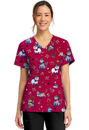 Cherokee  Women's Print V-Neck Top. Item CK856 in CK GENUINE Collection. Live Chat for Bulk Discounts.