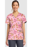 Cherokee  Women's Print V-Neck Top. Item CK856 in CK GENUINE Collection. Live Chat for Bulk Discounts.