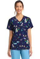 Cherokee  Women's Print V-Neck Top. Item CK856 in CK GENUINE Collection. Live Chat for Bulk Discounts.