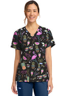 Cherokee  Women's Print V-Neck Top. Item CK856 in CK GENUINE Collection. Live Chat for Bulk Discounts.