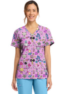 Cherokee  Women's Print V-Neck Top. Item CK856 in CK GENUINE Collection. Live Chat for Bulk Discounts.