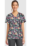 Cherokee  Women's Print V-Neck Top. Item CK856 in CK GENUINE Collection. Live Chat for Bulk Discounts.