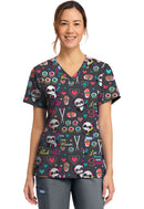 Cherokee  Women's Print V-Neck Top. Item CK856 in CK GENUINE Collection. Live Chat for Bulk Discounts.