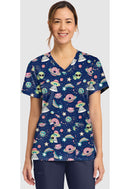 Cherokee  Women's Print V-Neck Top. Item CK856 in CK GENUINE Collection. Live Chat for Bulk Discounts.