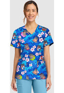 Cherokee  Women's Print V-Neck Top. Item CK856 in CK GENUINE Collection. Live Chat for Bulk Discounts.