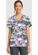 Cherokee  Women's Print V-Neck Top. Item CK856 in CK GENUINE Collection. Live Chat for Bulk Discounts.