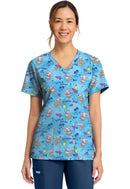 Cherokee  Women's Print V-Neck Top. Item CK856 in CK GENUINE Collection. Live Chat for Bulk Discounts.