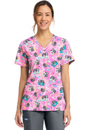 Cherokee  Women's Print V-Neck Top. Item CK856 in CK GENUINE Collection. Live Chat for Bulk Discounts.