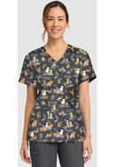 Cherokee  Women's Print V-Neck Top. Item CK856 in CK GENUINE Collection. Live Chat for Bulk Discounts.