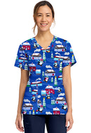 Cherokee  Women's Print V-Neck Top. Item CK856 in CK GENUINE Collection. Live Chat for Bulk Discounts.