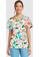 Cherokee  Women's Print V-Neck Top. Item CK856 in CK GENUINE Collection. Live Chat for Bulk Discounts.