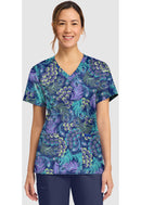 Cherokee  Women's Print V-Neck Top. Item CK856 in CK GENUINE Collection. Live Chat for Bulk Discounts.
