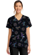 Cherokee  Women's Print V-Neck Top. Item CK856 in CK GENUINE Collection. Live Chat for Bulk Discounts.