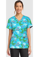 Cherokee  Women's Print V-Neck Top. Item CK856 in CK GENUINE Collection. Live Chat for Bulk Discounts.