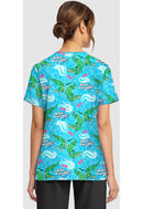 Cherokee  Women's Print V-Neck Top. Item CK856 in CK GENUINE Collection. Live Chat for Bulk Discounts.