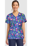 Cherokee  Women's Print V-Neck Top. Item CK856 in CK GENUINE Collection. Live Chat for Bulk Discounts.