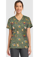 Cherokee  Women's Print V-Neck Top. Item CK856 in CK GENUINE Collection. Live Chat for Bulk Discounts.