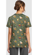Cherokee  Women's Print V-Neck Top. Item CK856 in CK GENUINE Collection. Live Chat for Bulk Discounts.