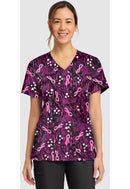 Cherokee  Women's Print V-Neck Top. Item CK856 in CK GENUINE Collection. Live Chat for Bulk Discounts.