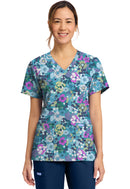 Cherokee  Women's Print V-Neck Top. Item CK856 in CK GENUINE Collection. Live Chat for Bulk Discounts.