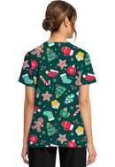 Cherokee  Women's Print V-Neck Top. Item CK856 in CK GENUINE Collection. Live Chat for Bulk Discounts.