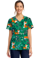 Cherokee  Women's Print V-Neck Top. Item CK856 in CK GENUINE Collection. Live Chat for Bulk Discounts.