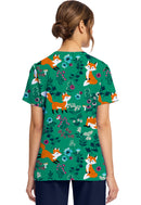 Cherokee  Women's Print V-Neck Top. Item CK856 in CK GENUINE Collection. Live Chat for Bulk Discounts.
