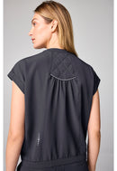 Healing Hands Mandarin Collar Crop Top.  Item HH00014 in HH 360.  Live Chat for Bulk Discounts.