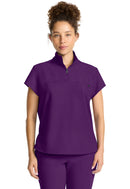 Healing Hands Women's Partial Zip Stand Collar Top.  Item HH752 in HH QUEST.  Live Chat for Bulk Discounts.