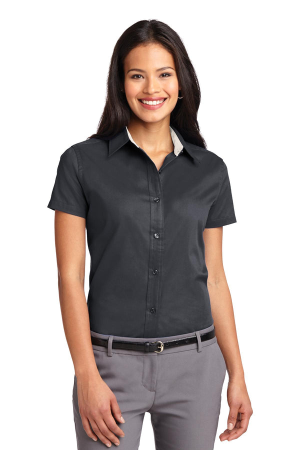 Port Authority ®  Women's Short Sleeve Easy Care  Shirt.  L508 - Classic Navy/ Light Stone