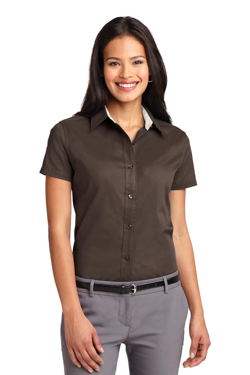 Port Authority ®  Women's Short Sleeve Easy Care  Shirt.  L508 - Coffee Bean/ Light Stone