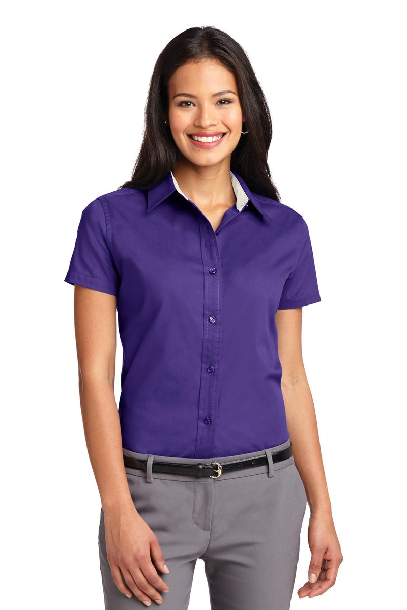 Port Authority ®  Women's Short Sleeve Easy Care  Shirt.  L508 - Purple/ Light Stone