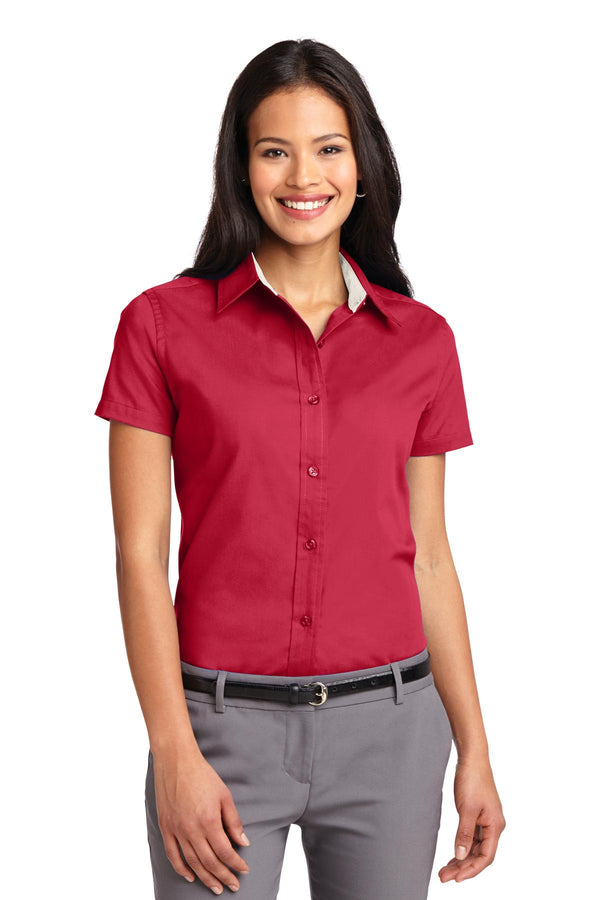 Port Authority ®  Women's Short Sleeve Easy Care  Shirt.  L508 - Red/ Light Stone