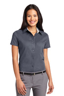 Port Authority ®  Women's Short Sleeve Easy Care  Shirt.  L508 - Steel Grey/ Light Stone
