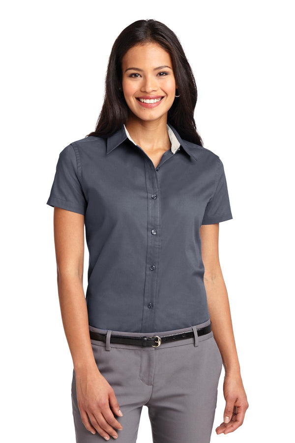 Port Authority ®  Women's Short Sleeve Easy Care  Shirt.  L508 - Steel Grey/ Light Stone