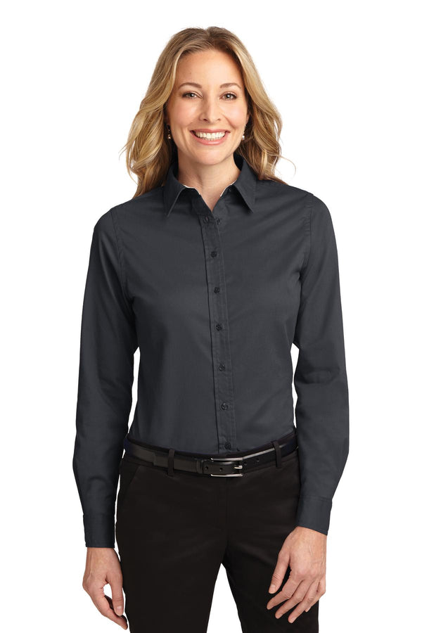 Port Authority ®  Women's Long Sleeve Easy Care Shirt.  L608 - Classic Navy/ Light Stone