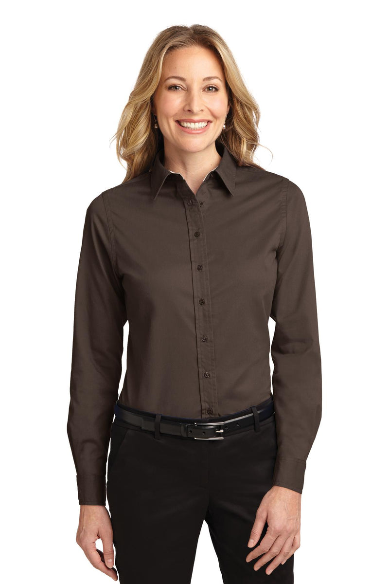 Port Authority ®  Women's Long Sleeve Easy Care Shirt.  L608 - Coffee Bean/ Light Stone
