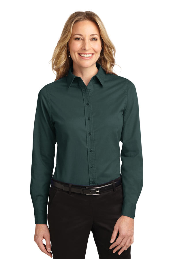 Port Authority ®  Women's Long Sleeve Easy Care Shirt.  L608 - Dark Green/ Navy