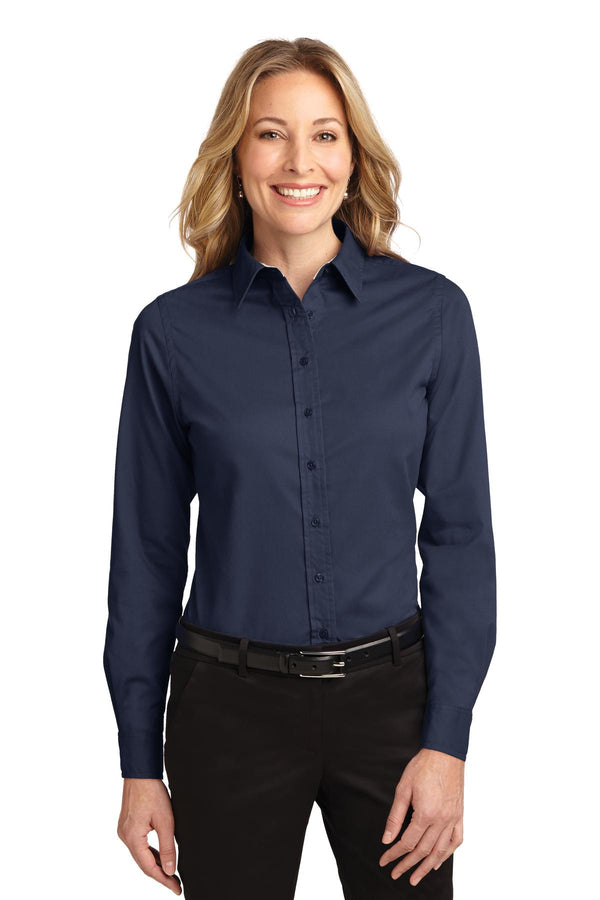 Port Authority ®  Women's Long Sleeve Easy Care Shirt.  L608 - Navy/ Light Stone