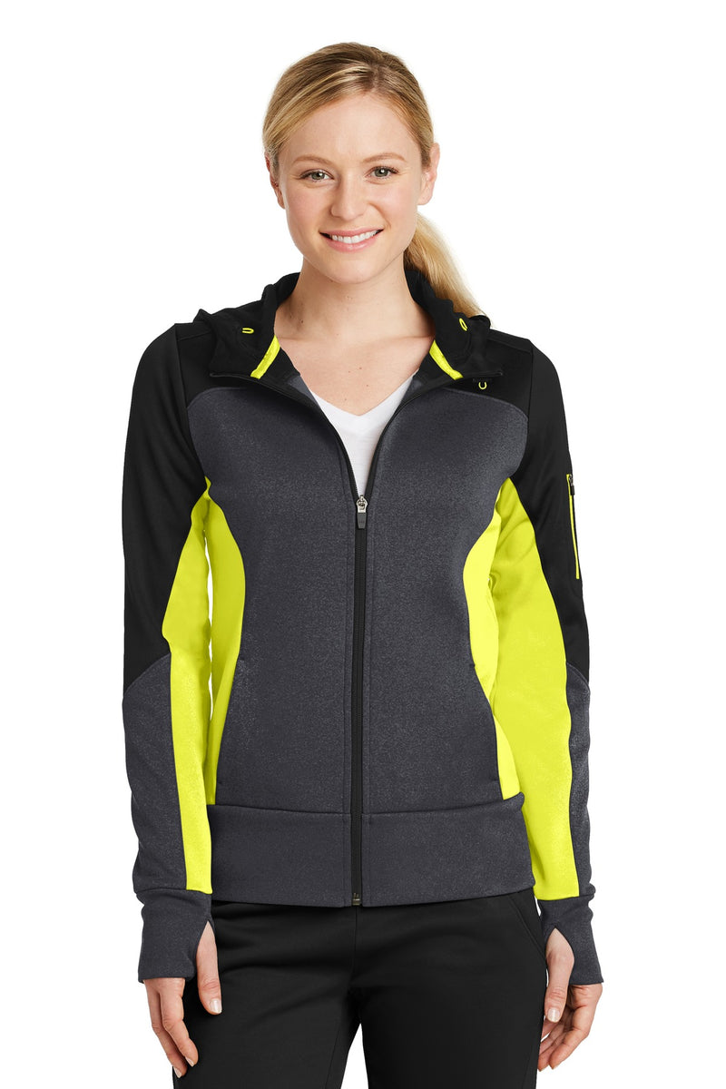 Sport-Tek ®  Women's Tech Fleece Colorblock Full-Zip Hooded Jacket. LST245