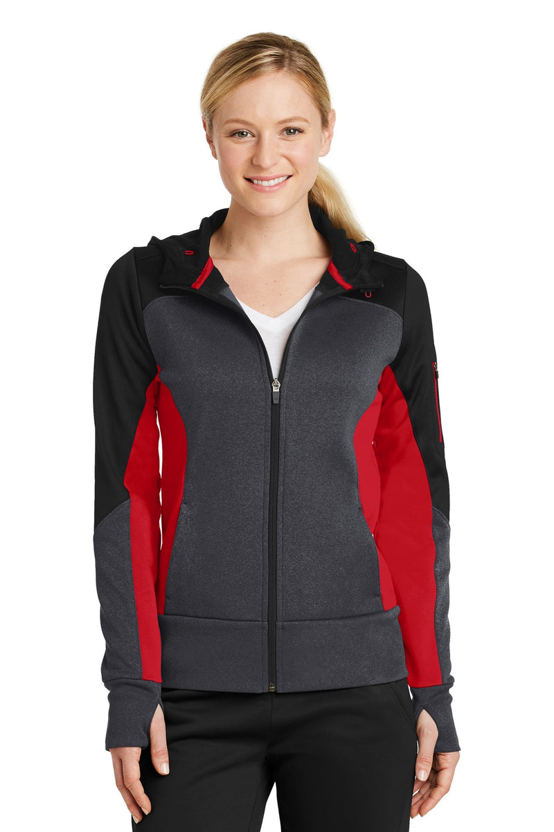Sport-Tek ®  Women's Tech Fleece Colorblock Full-Zip Hooded Jacket. LST245