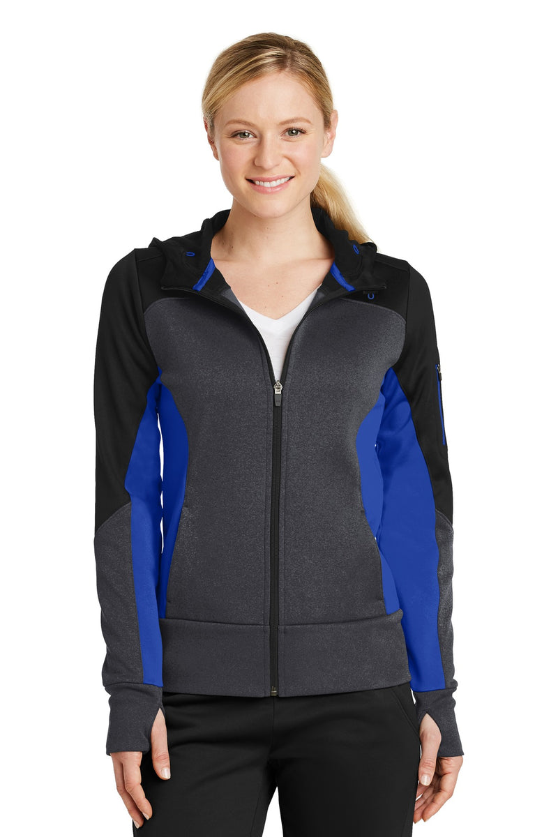 Sport-Tek ®  Women's Tech Fleece Colorblock Full-Zip Hooded Jacket. LST245