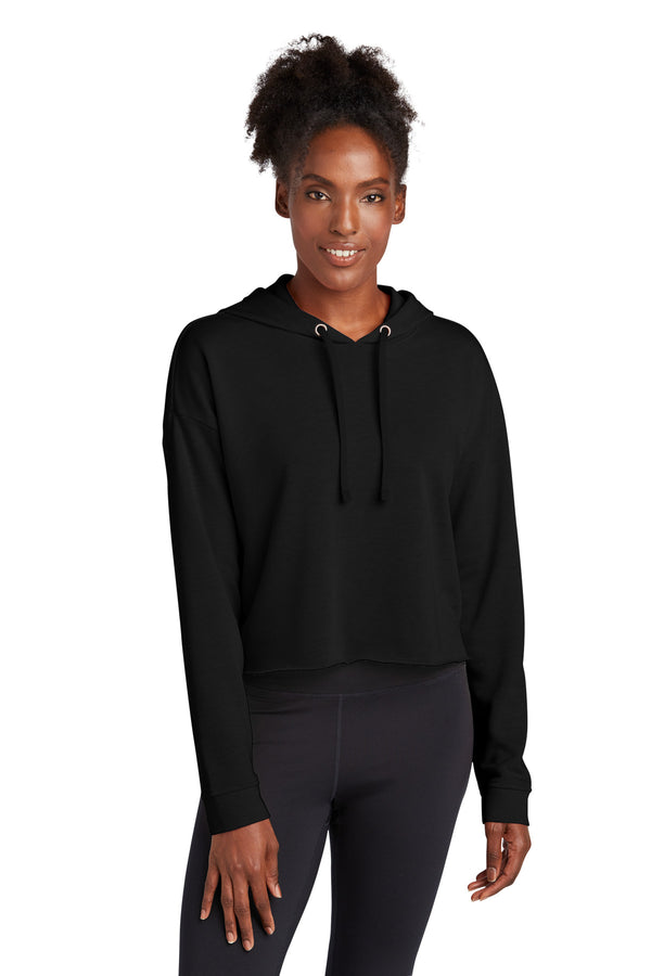 Sport-Tek  ®  Women's PosiCharge  ®  Tri-Blend Wicking Fleece Crop Hooded Pullover LST298