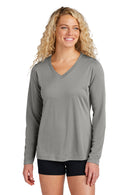 Sport-Tek ®  Women's Long Sleeve PosiCharge ®  Competitor V-Neck Tee. LST353LS - Grey Concrete Heather