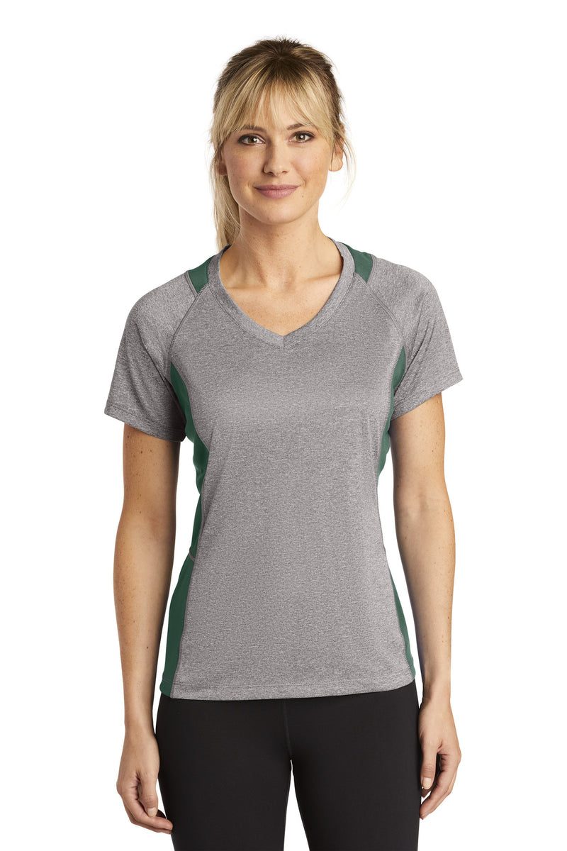 Sport-Tek ®  Women's Heather Colorblock Contender   V-Neck Tee. LST361